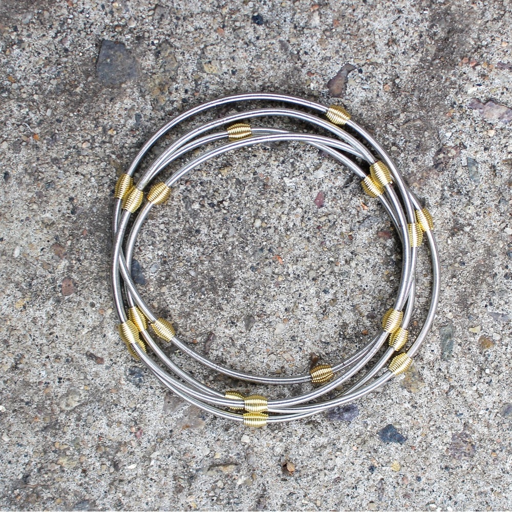 Stretch Bracelets Mixed Metals w/ Beads: Silver & Gold